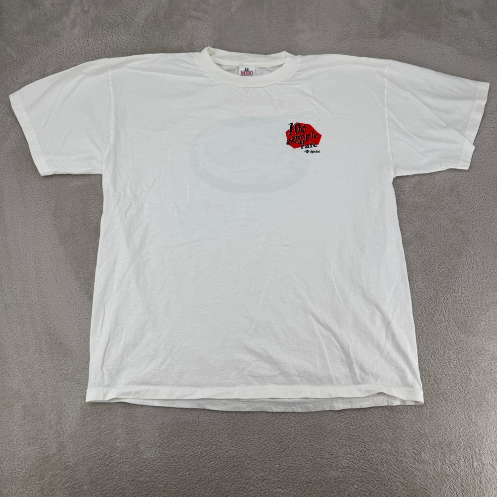 Vintage Miro Sprint T Shirt Mens XL White Preowned Promo Stains